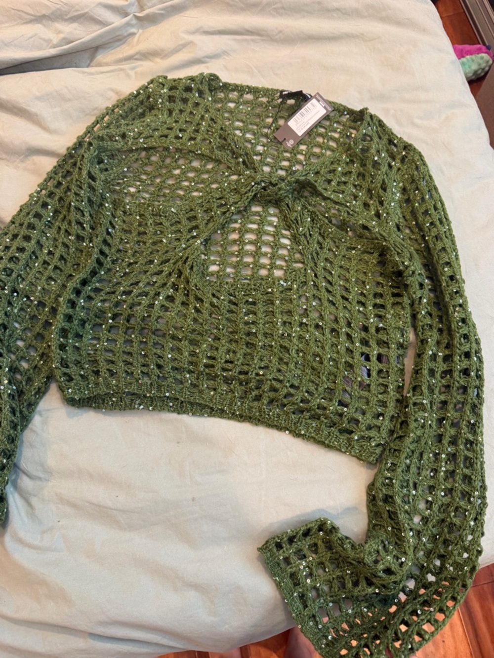 PLT sequin crochet coverup sweater